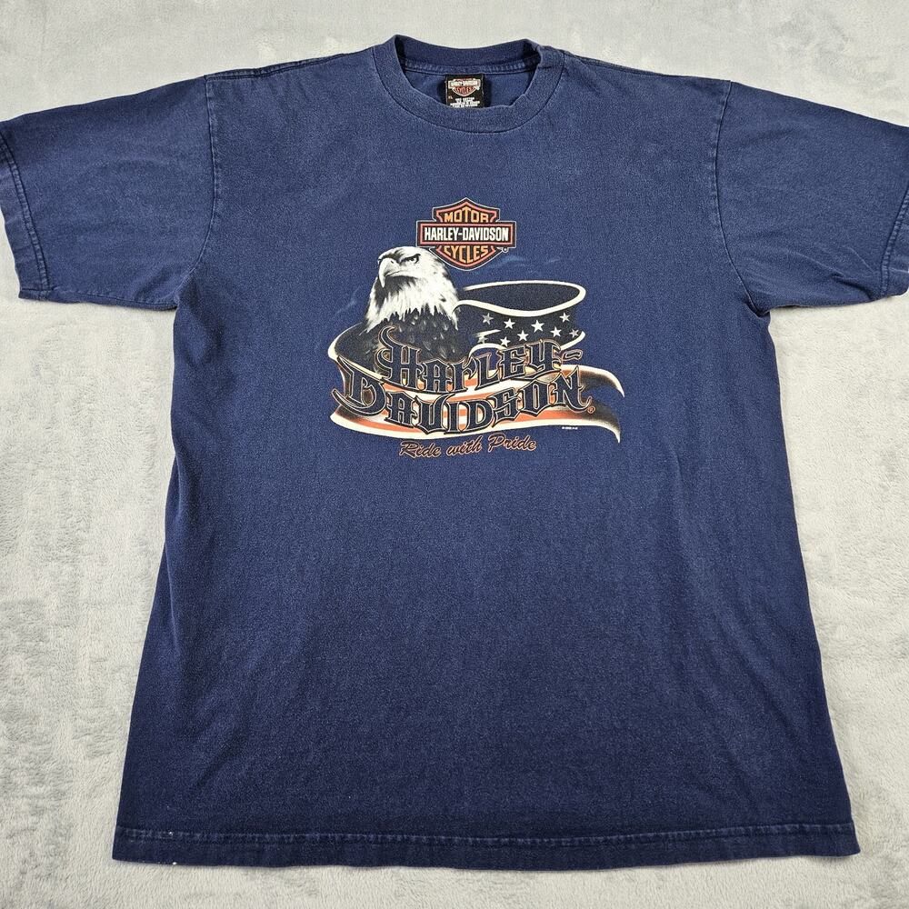 Vintage Harley Davidson Shirt Mens XL Eagle Seattle Washington Biker USA Grunge